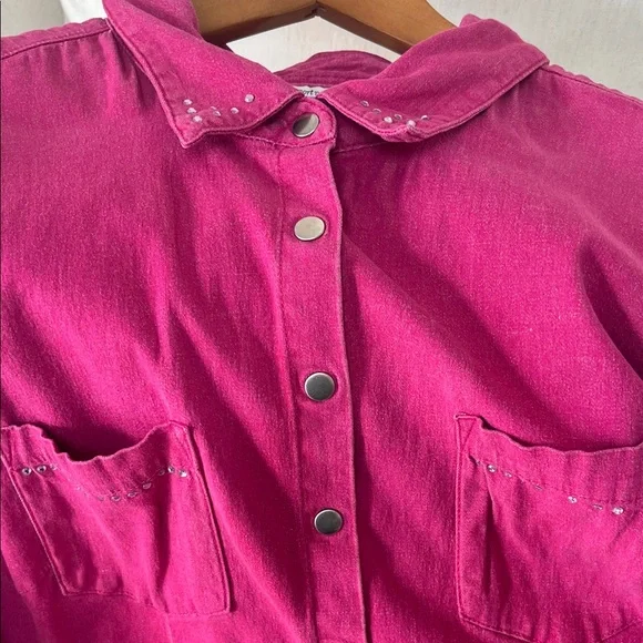 Jeanology Pink Denim Cotton Button-Down Shirt - Picture 4 of 4